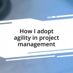 How I adopt agility in project management