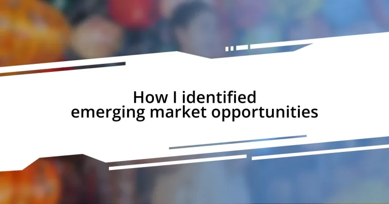 How I identified emerging market opportunities