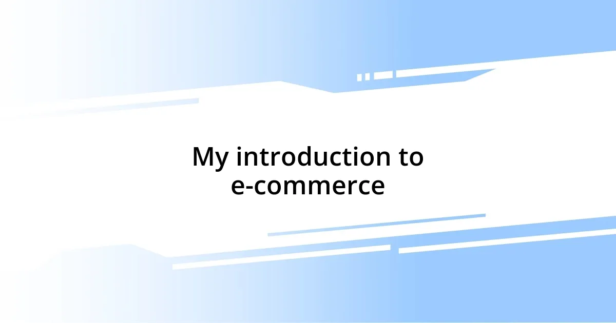 My introduction to e-commerce