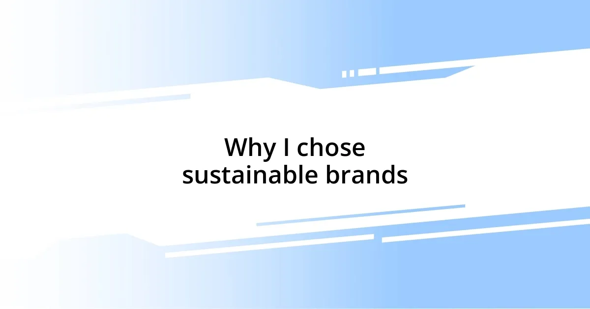 Why I chose sustainable brands